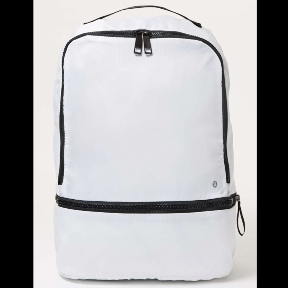 Lululemon Go Lightly Backpack Lightweight White Bag with Black Hardware